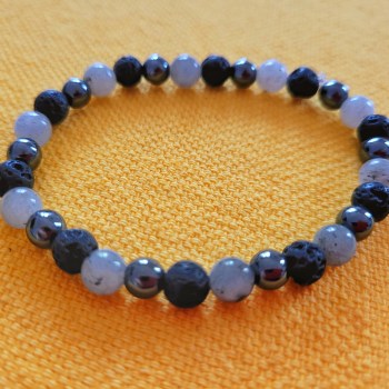 Bracelet Labradorite Hématite et Pierre de Lave Instant MinéraW