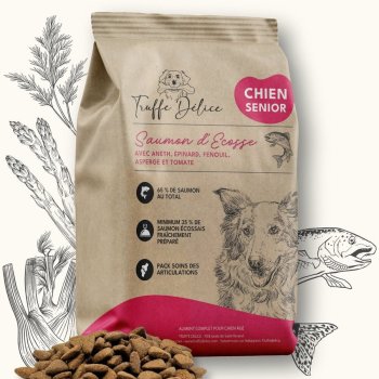 Croquettes chien senior - Saumon d'Écosse - SUR COMMANDE - Truffe Délice - 2kg, 6kg ou 12kg