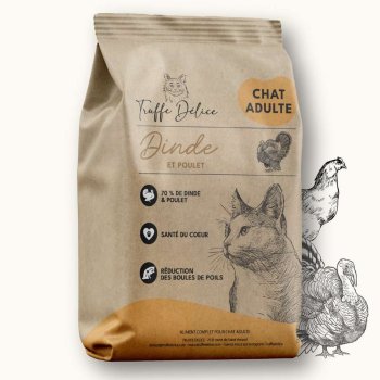 Croquettes Chat Adulte – Dinde & Poulet - SUR COMMANDE - Truffe Délice- 1,5kg
